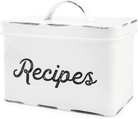 auldhome rustic white recipe box